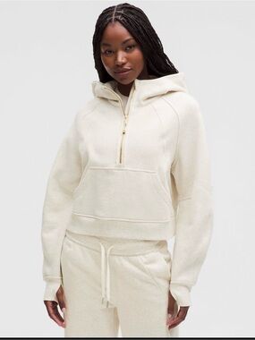 Lululemon Scuba Oversized Half zip Hoodie Heathered Bone/GOLD free shopping bag